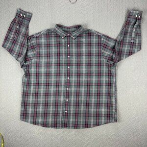 Oak Hill Plaid Button Front Shirt 100% Cotton Size 1XL Soft Excellent Co